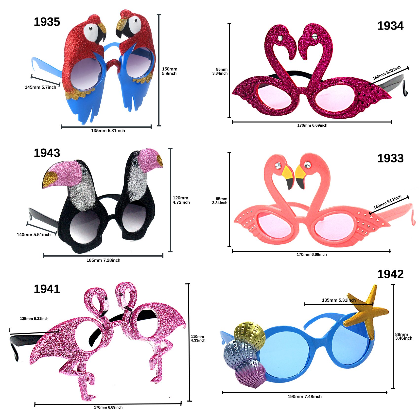 Tropical Party Costume Sunglasses Fun Shades 34-Pairs