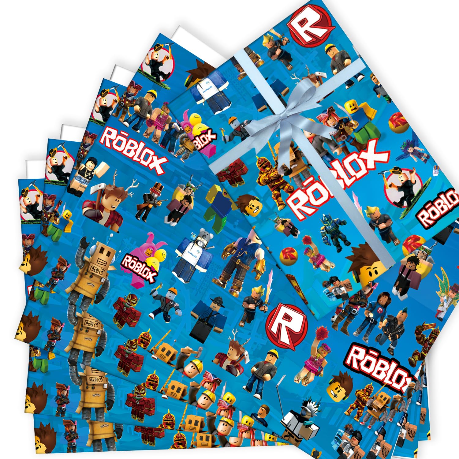 6 Sheets GameRoblox Wrapping Paper (70cm X 50cm), Gift Wrap for Kids Birthday Party Supplies