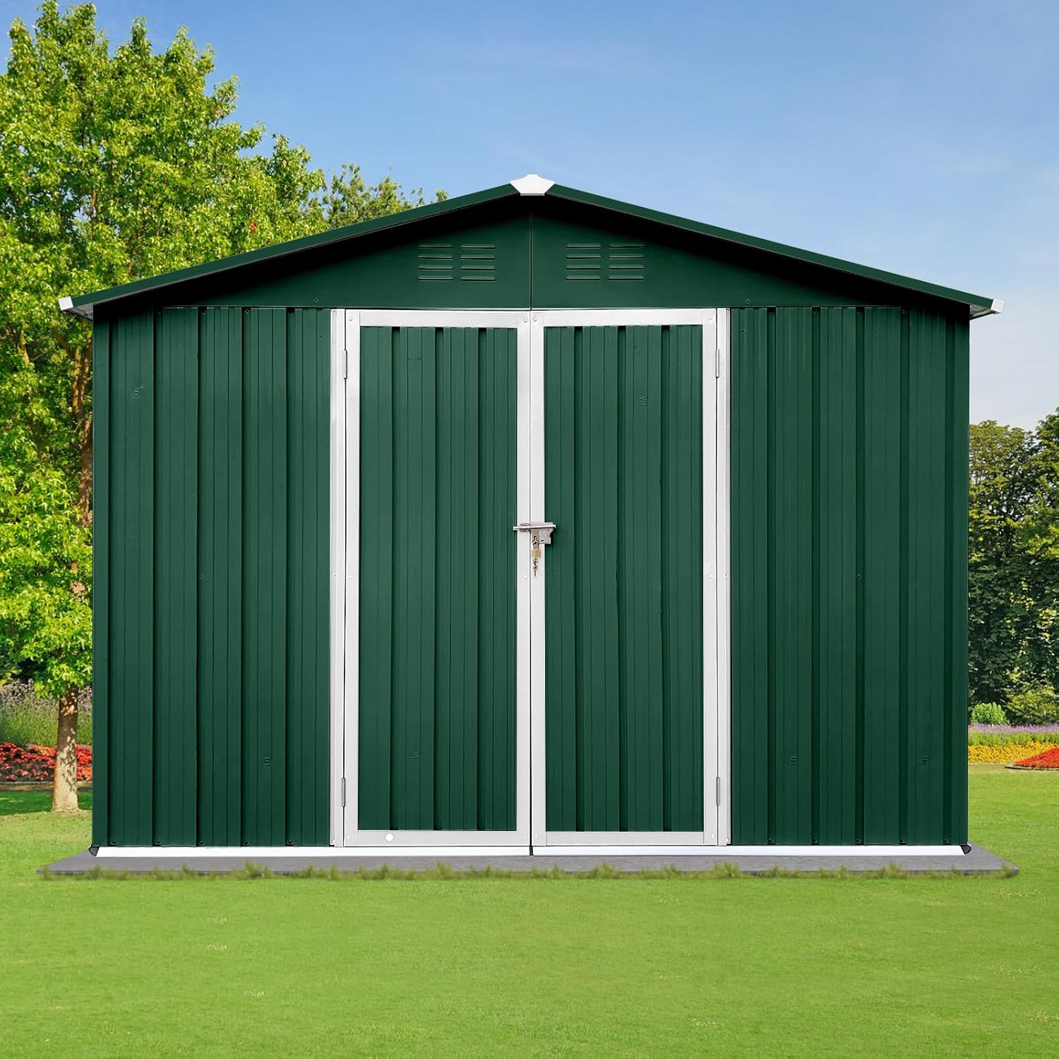 Amazon.com : HOMLOVLY 6' x 8' Outdoor Storage Shed, Large Metal Garden ...