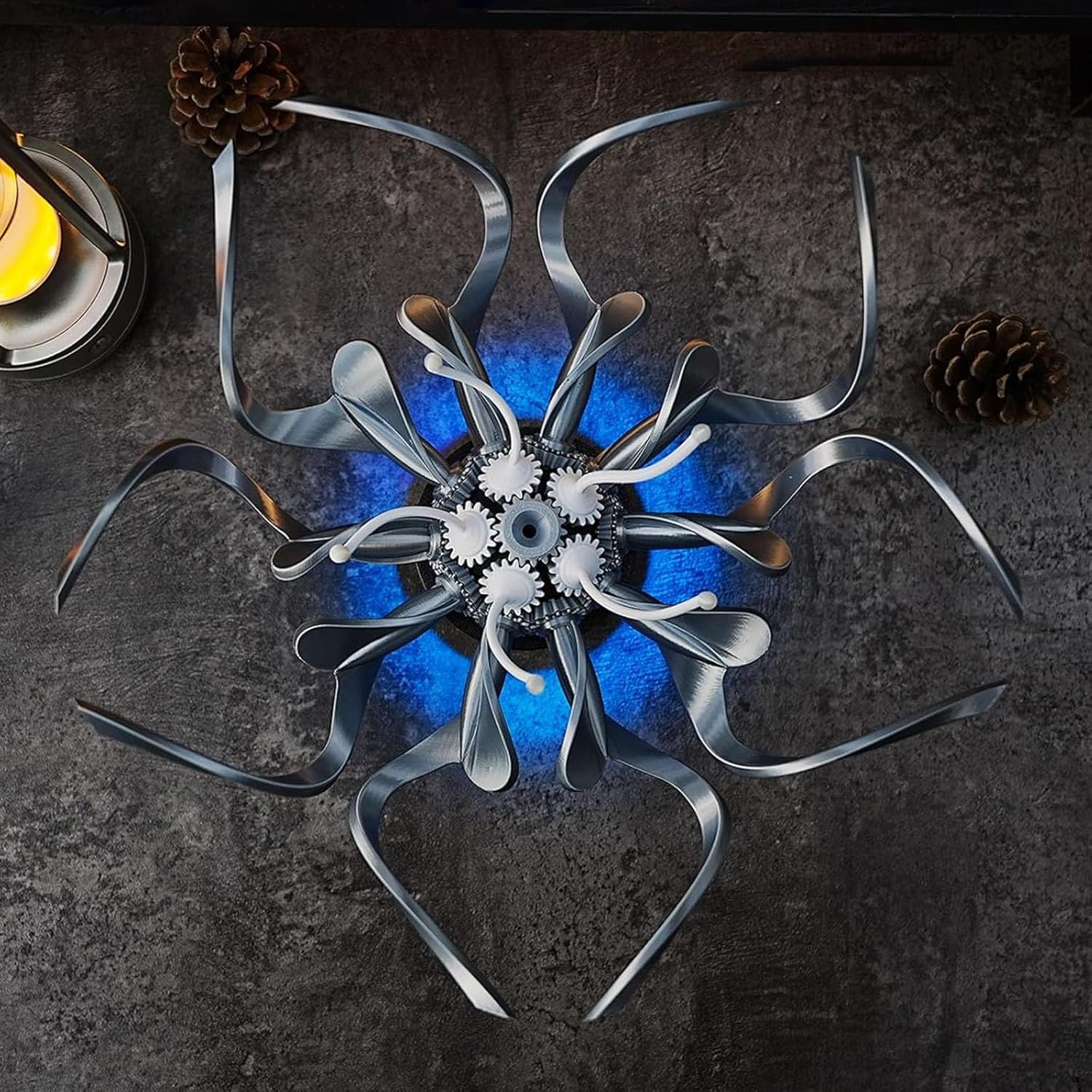 Mechanische Blumenkunst mit RGB-Beleuchtungseffekten und Fernbedienung, Desktop-Dekoration für Büro und Zimmer, 35 x 35 cm