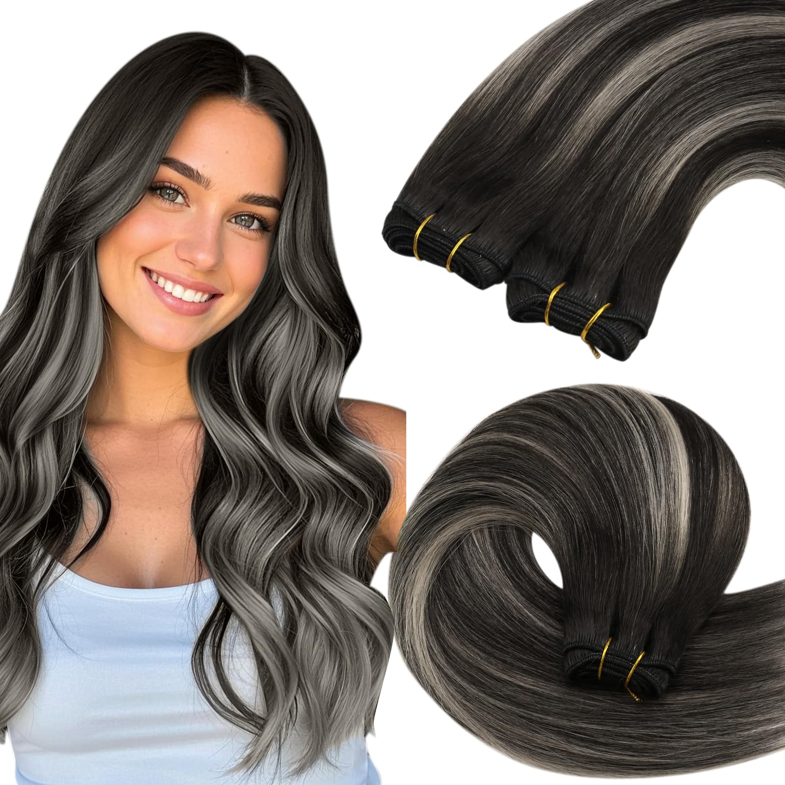 YoungSee Dickes Haarextension Echthaar Remy Extensions Echthaar Glatt fur Damen
