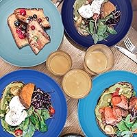 Vista 7 de Wrova Platos de Ensalada de Paja de Trigo - Juego de Cena Irrompible de 9 Pulgadas de 8 Piezas Apto para Lavavajillas y Microondas Plástico