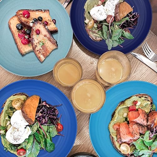 Miniatura 7 de Platos de paja de trigo  Juego de 8 platos de cena irrompibles de 8 pulgadas  Platos de plástico aptos para lavavajillas y microondas reutilizables