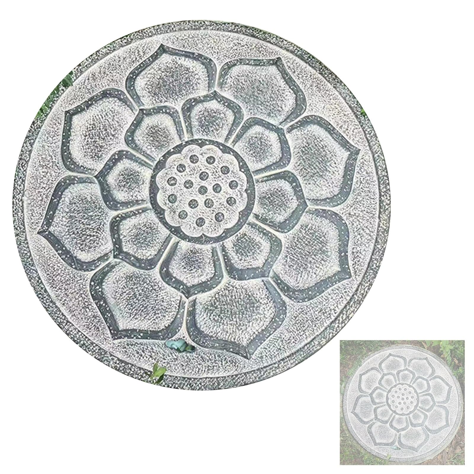 Tapa Arqueta, Tapas de Fosa Séptica Talladas, Hechas de Piedra, con Refuerzo Interno de Acero, Hermosas y Duraderas, Adecuadas para Patios(40cm/16in)
