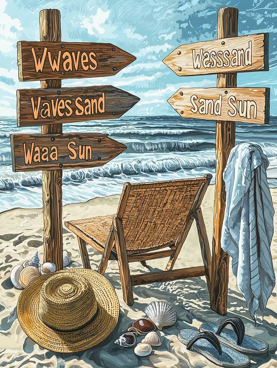 Strandlandschaft Malen Nach Zahlen Erwachsene Anfänger, 80x100cm c-315 | Malen nach Zahlen Erwachsene Leinwand Kit, DIY Handgemalt Ölgemälde Set mit 3-Pinseln und Acrylfarbe für Wanddeko,Ohne Rahmen