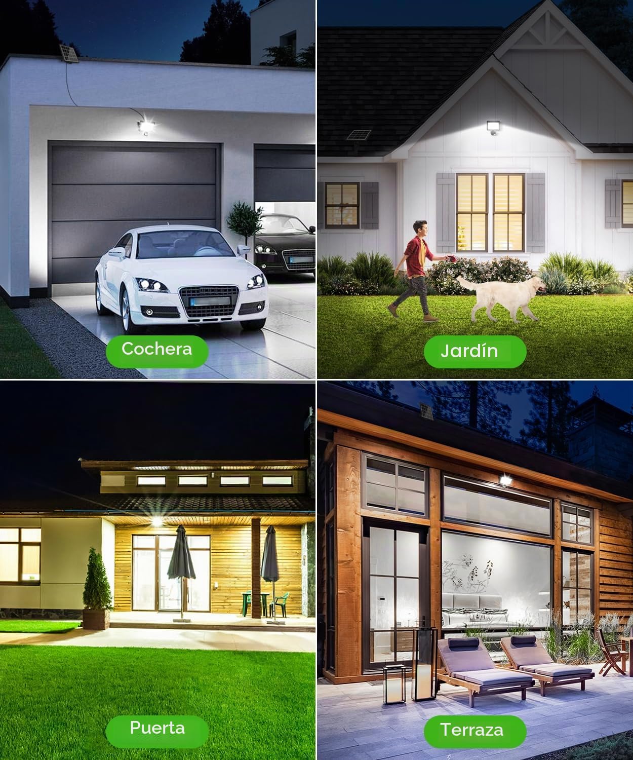 CLY Focos Led Exterior Solares 30W 2600LM Luz Solar Exterior 2500K-6500K | Con Sensor De Movimiento 5000mAh 6 Modos Luces Solares Led Exterior Jardin IP66 Impermeable Lampara Solar Exterior Cable 5M