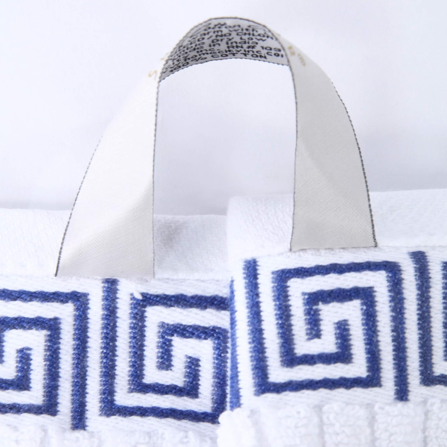 Athens Navy Blue Cotton 8-Piece Towel Set with Greek Key Trim