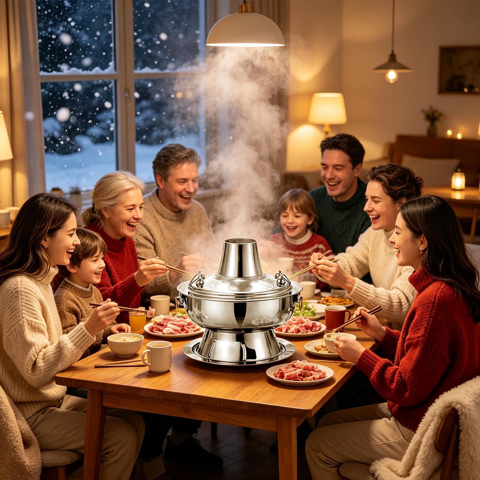 Hot Pot Cinese A Carbone Pentole Da Campeggio In Acciaio A Riscaldamento | Pentola Portatile Per Casa Appartamento Famiglia Cena Feste Campeggio Picnic Matrimonio