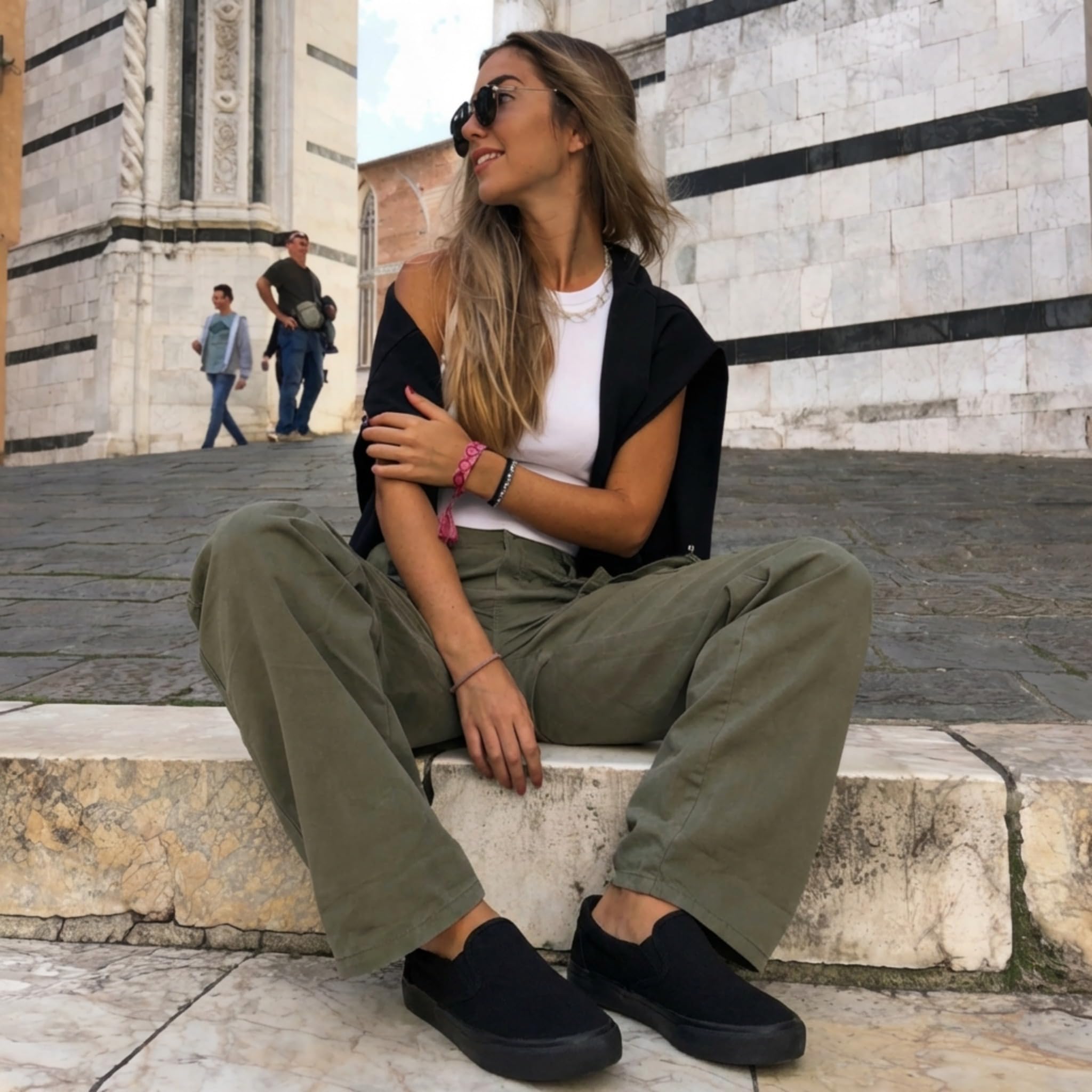 Emma Shoes Low-Top Slip Ons Women's Fashion Sneakers Casual Canvas Sneakers for Women Comfortable Flats Breathable Padded Insole Slip on Sneakers Women Low Slip on Shoes, All Black, 8