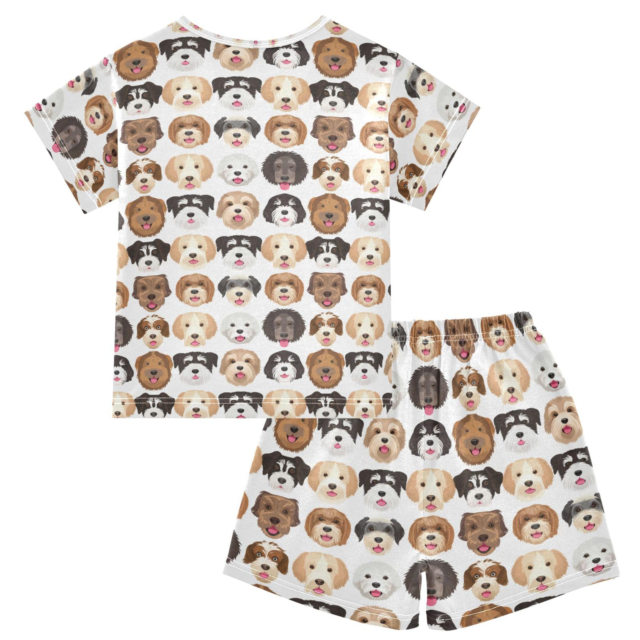 UMIRIKO Cute Dog Puppy Pug Summer Short Sleeve Pajamas Sleepwear PJ Set B0404110
