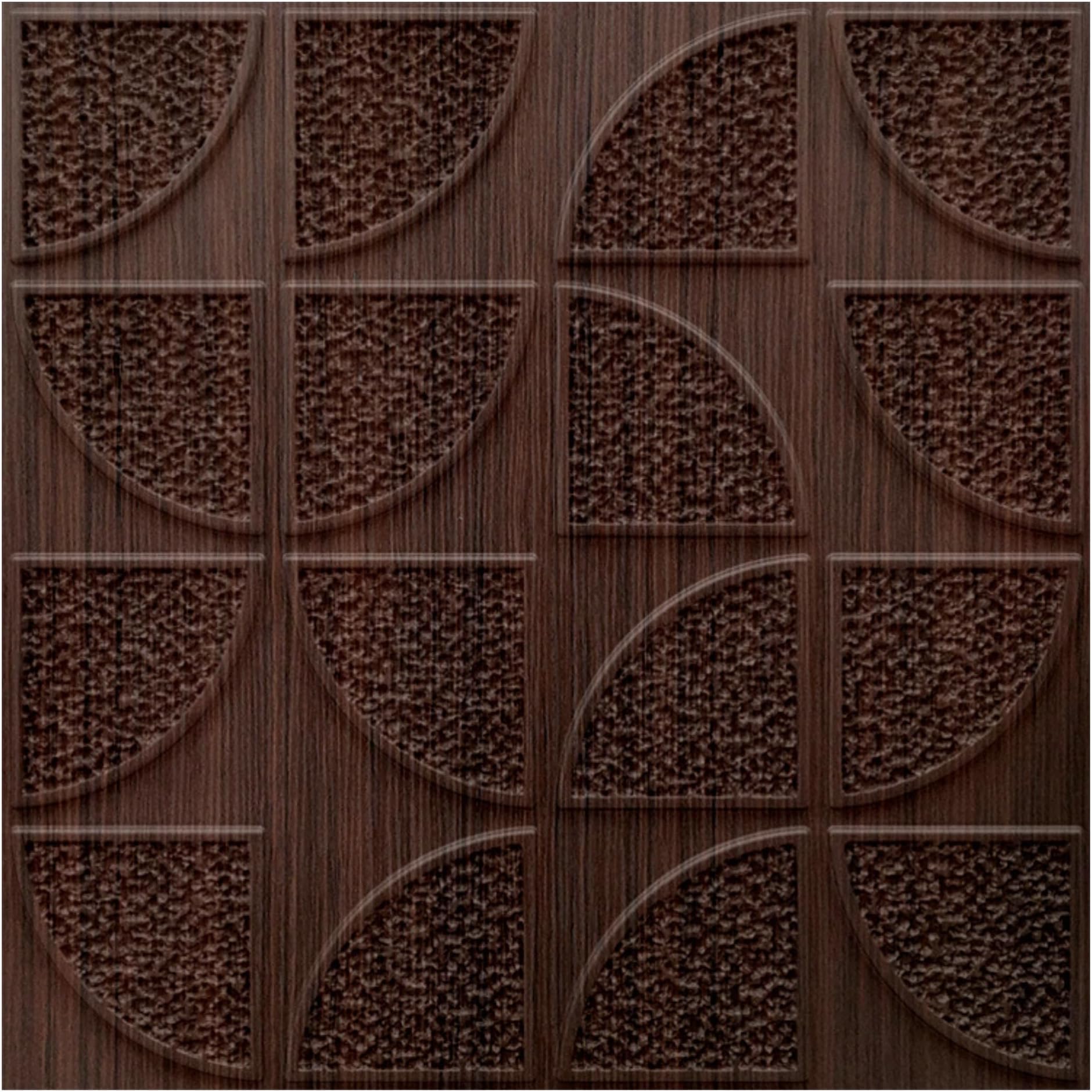 Kayra Decor 3D Self Adhesive Wall Panel - USA Certified SGS Approved Walnut Wood 19.7" X 19.7" Pack of 12 - Covers 32.34 Sq. Ft.