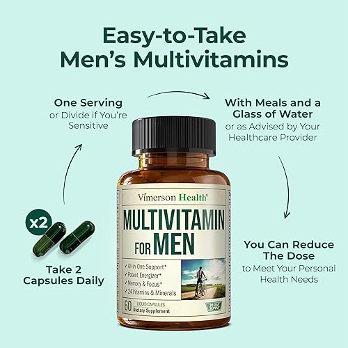 Miniatura 8 de Multivitamínico para hombres Multivitaminas esenciales para hombre y multiminerales 60 cápsulas líquidas con vitamina B12, A, D, C, zinc, magnesio