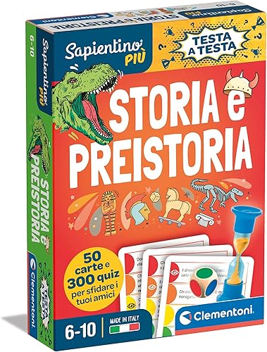 Clementoni - Sapientino Testa Prehistoria Juego Educativo 6 Años, Quiz, Flashcards Historia-Made in Italy, Color Italiano, 16442
