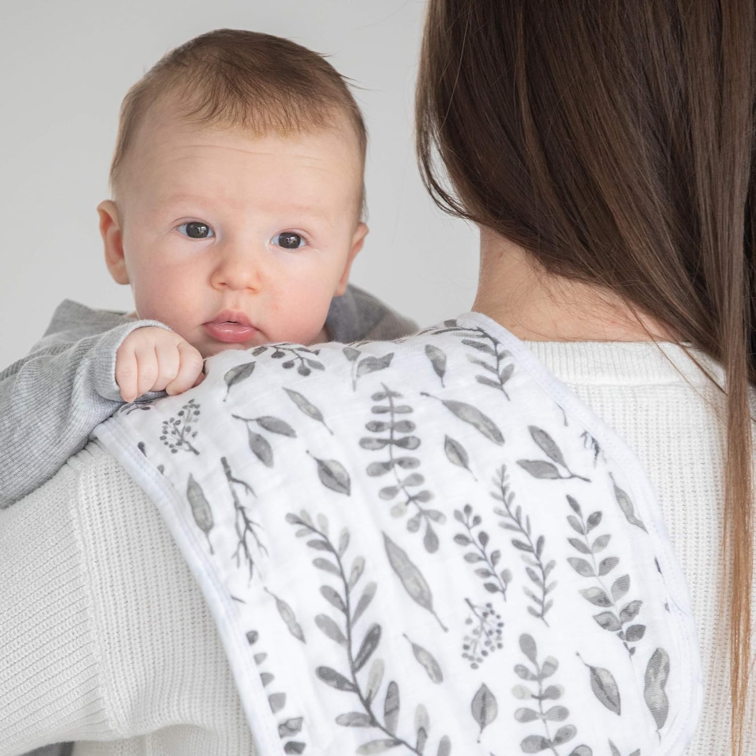 Bebe au Lait Classic Muslin Baby Burp Cloth Set - Just Be and Leaves : Baby