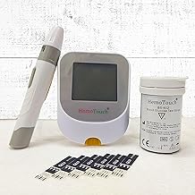 Blood Sugar Test Kit Includes Hemotouch Blood Glucose Meter, 1 Lancing Device, 10 Lancets, 10 Test Strips, Diabetes Testing Kit for Blood Glucose Monitoring with strips Ejector