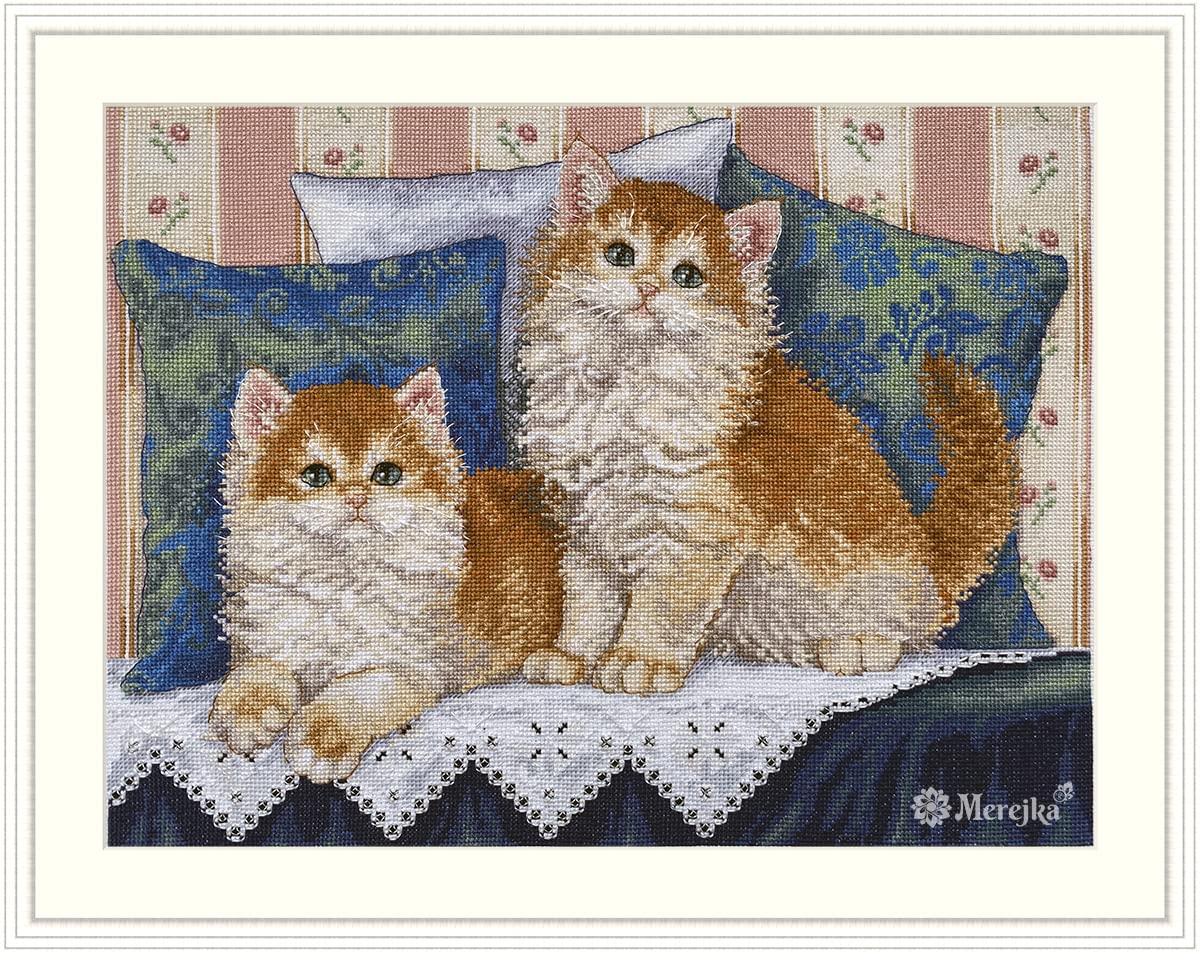 Merejka White Fluffy Fellows Counted Cross Stitch Kit 34Cm X 25.5Cm