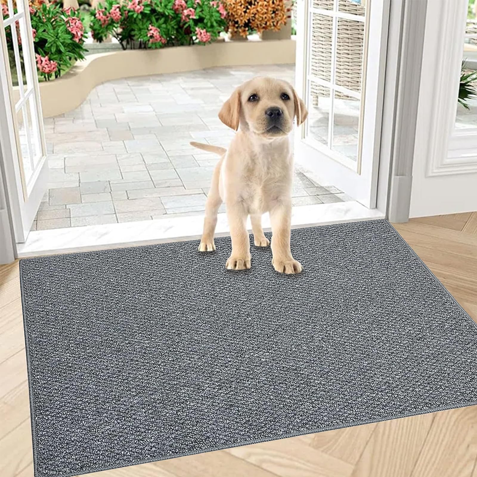 SZSMART Dirt Trapper Door Mats Indoor Non Slip Door Mat Washable Door Matts Inside Machine Entrance Mat Dog Doormat Entry Rug for Front Door, Back Door, Muddy Shoes Paws Charcoal (gray,80x100 cm)
