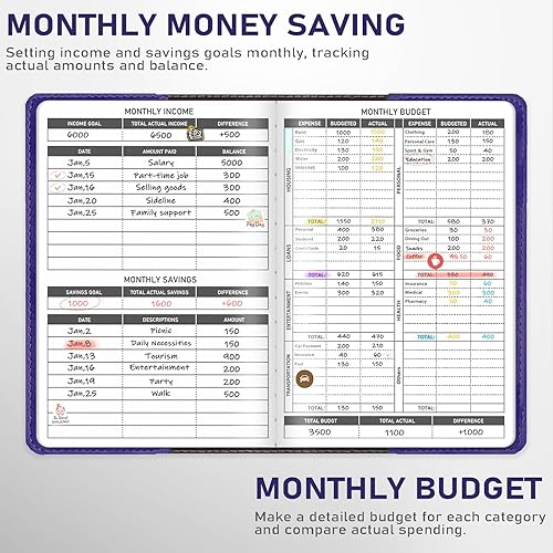 Miniatura 3 de WEMATE Planificador de presupuesto, planificador de presupuesto y organizador mensual de facturas con cerradura para administrar tu dinero de manera