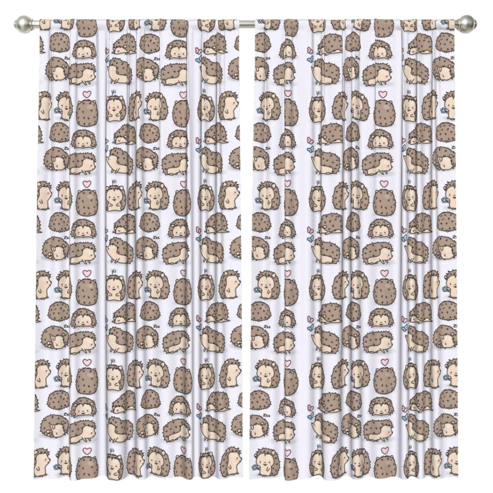 InOmak Hedgehog, 2 Panels Window Curtains 52 x 84 Inch Blackout Curtains for Living Room Bedroom