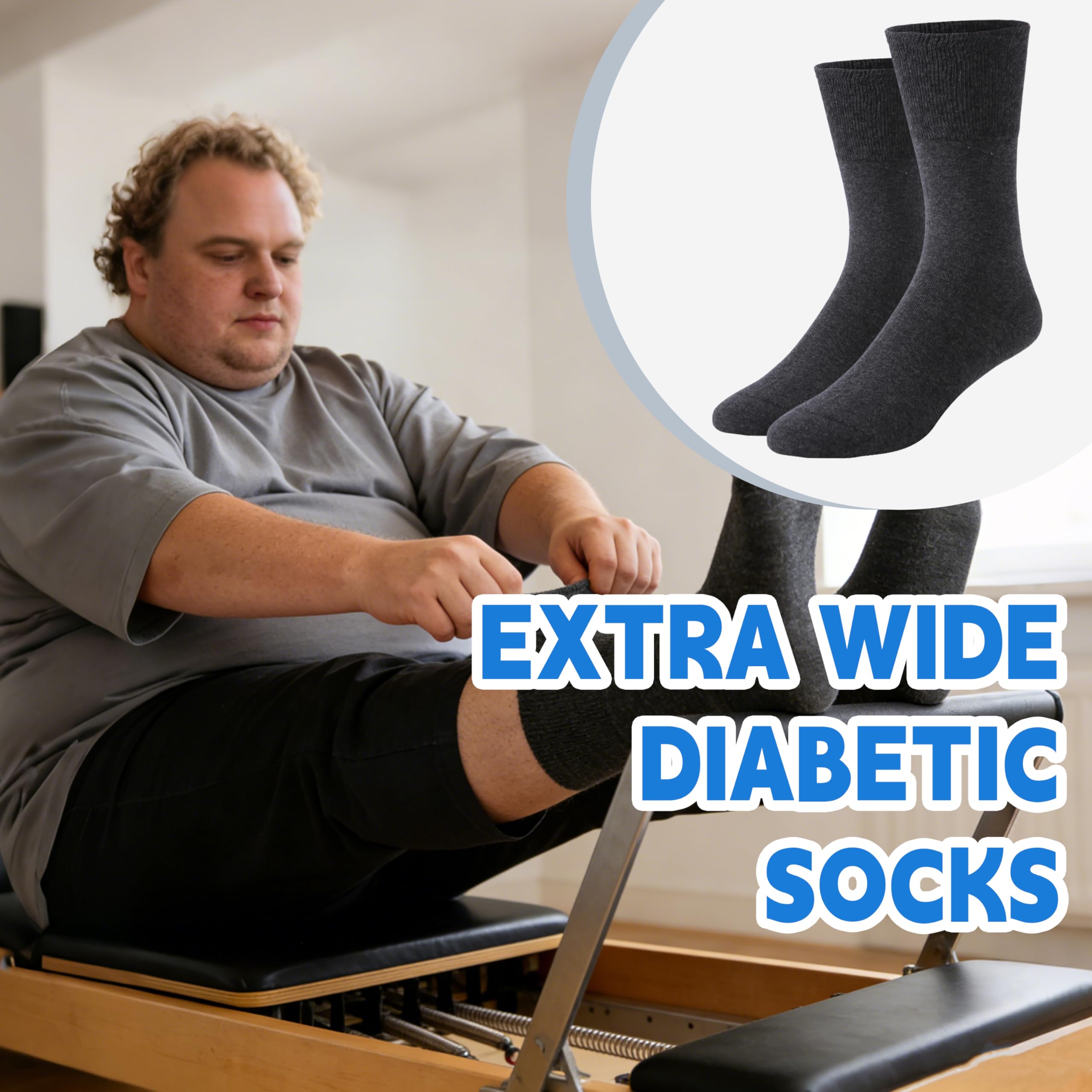 Forcool Calcetines para diabéticos de algodón sin ataduras para hombres y mujeres, M/L/XL, 3/6 pares