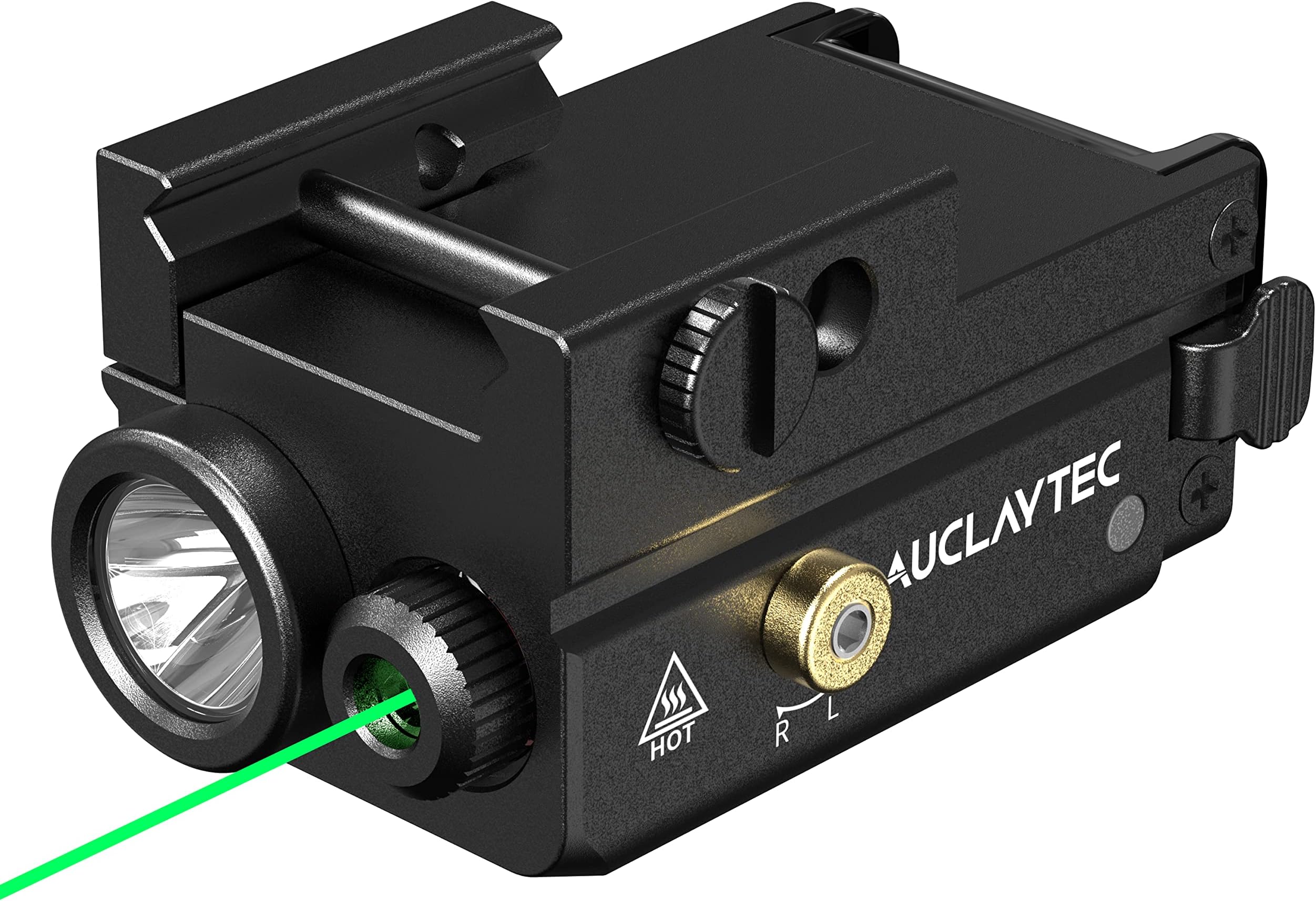 AUCLAYTEC 420 Lumen Tactical LED Flashlight with Laser Sight Combo Impact Resistant, Built in Rechargeable Battery with Ambidextrous Switch Design and 3 Light Modes