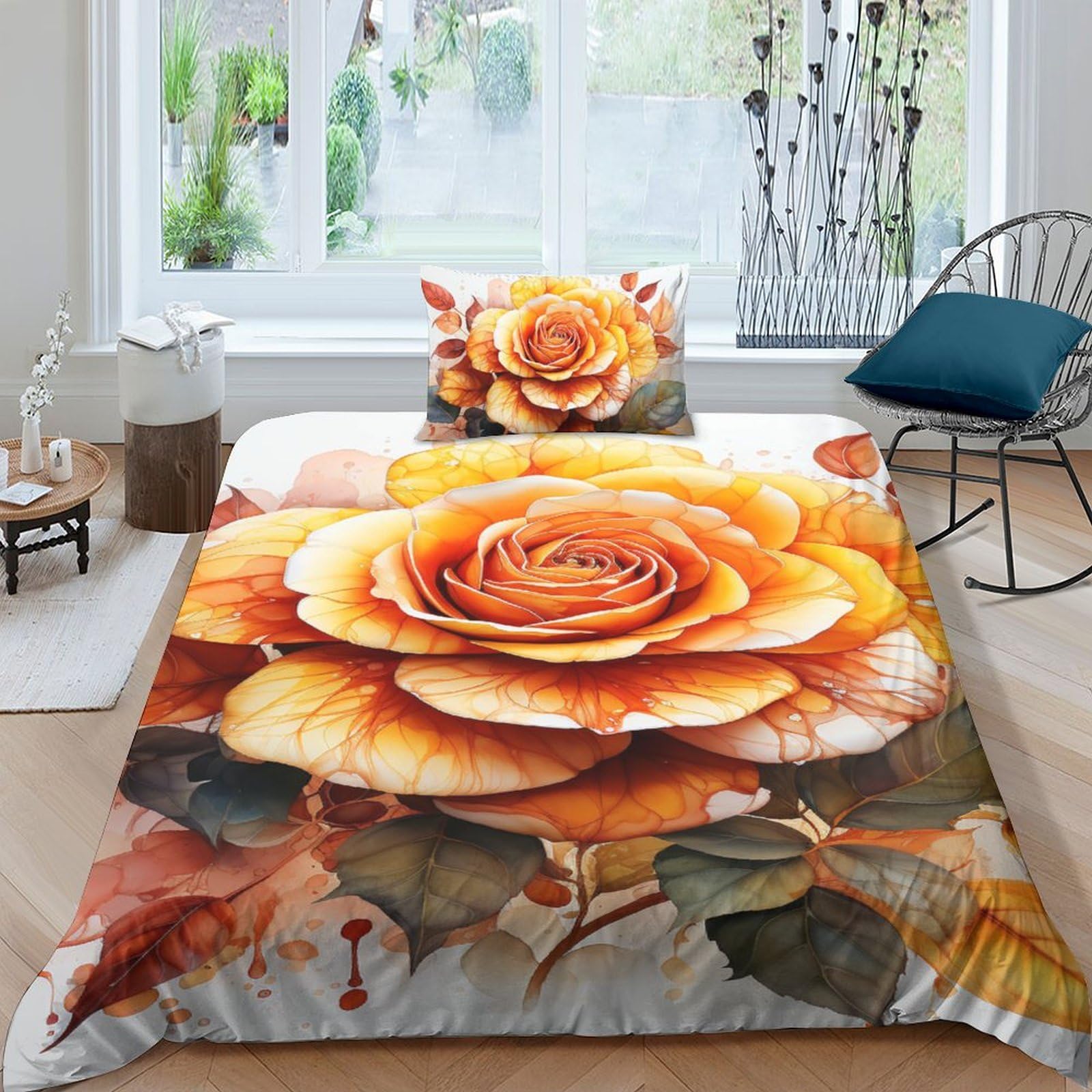 Housse de couette 135x200cm rose en microfibre avec impression 3D