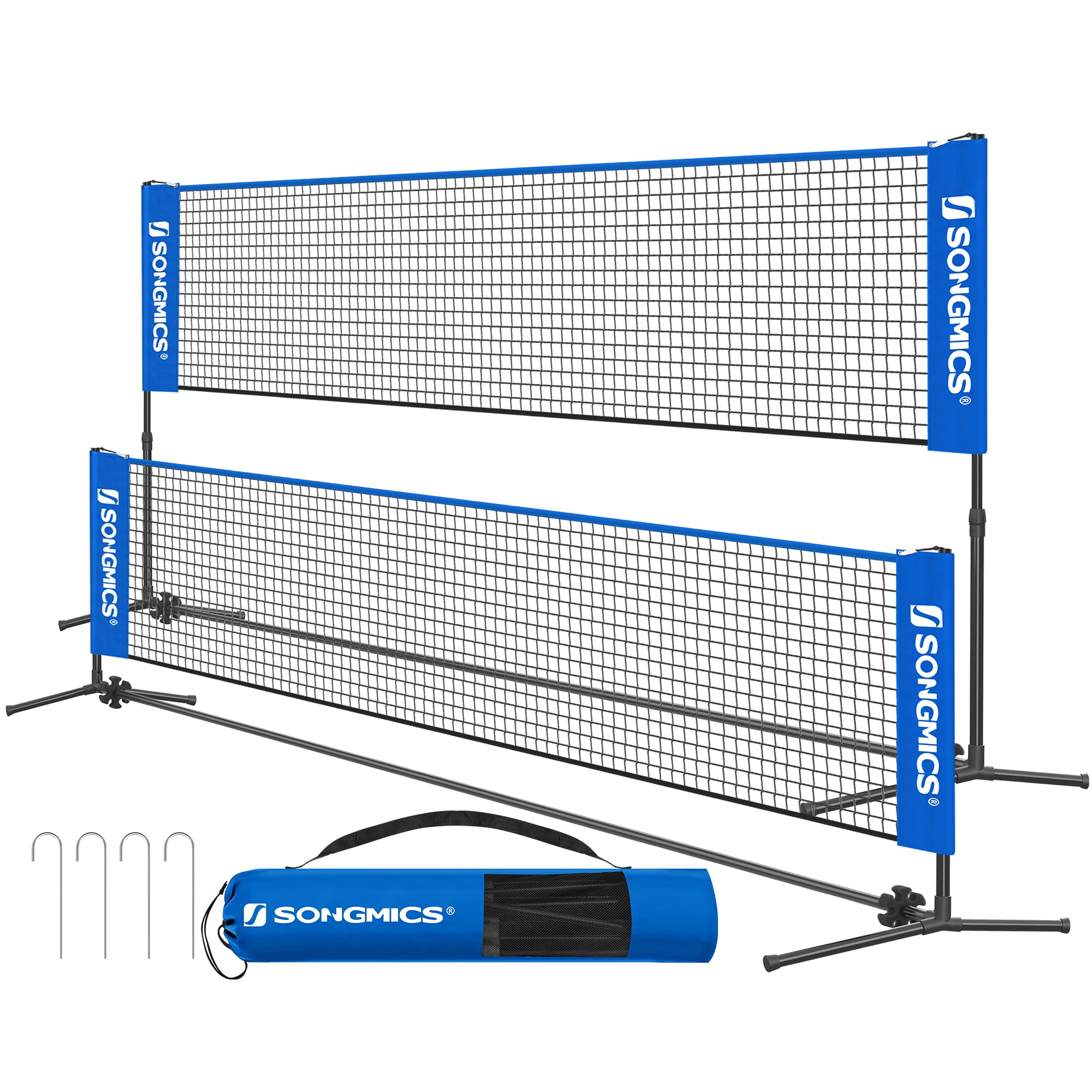 SONGMICS 3 m Badminton Net, Volleyball Net, Adjustable Poles Height, Portable Set for Tennis