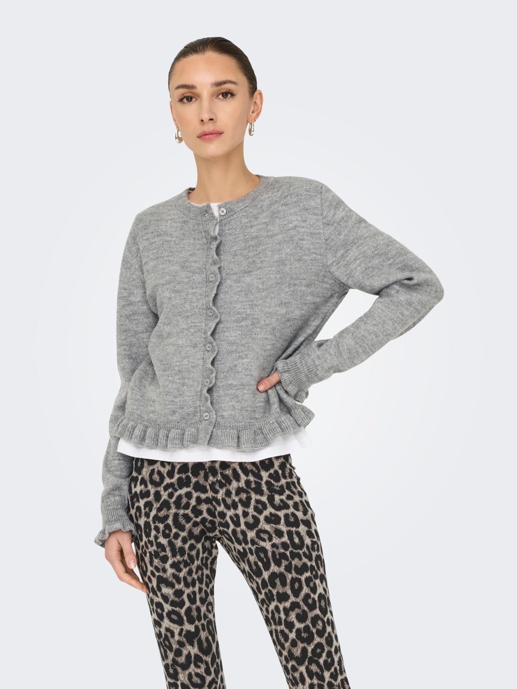 Jdy Letty L/S On Frill KNT Noos kardigan, baner maroon, L