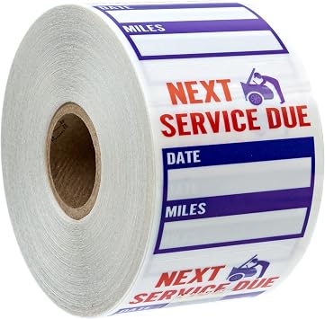 Oil Change Service Reminder Stickers / 500 Red Clear Blue Next Service Due Removable Labels / 2" x 2" Square Automotive Window Sticker/Made in The USA