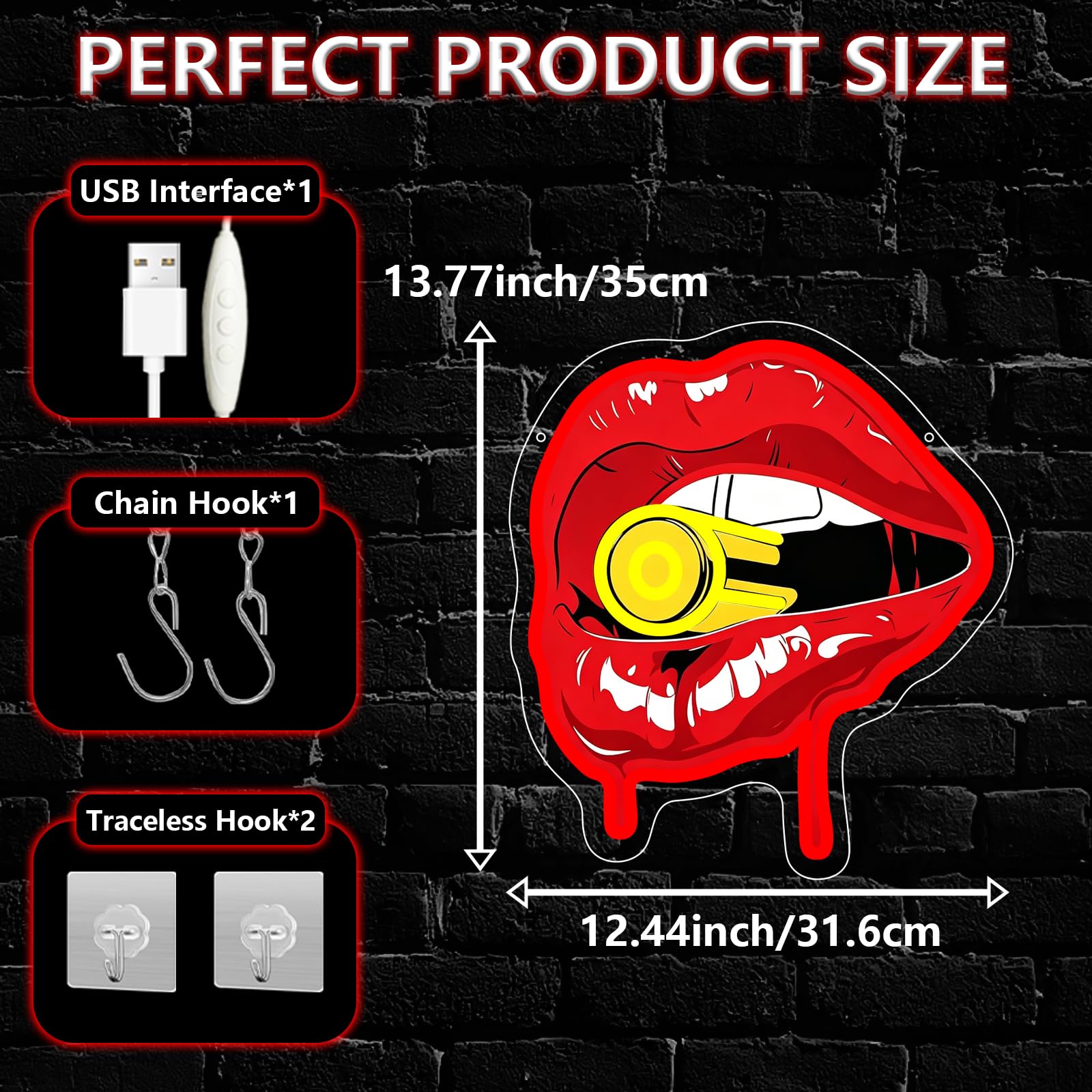 Lippe neonowy szyld z kulką LED, lampa do dekoracji ścian USB, neonowe światło, sygnalizacja do sypialni, pokoju dla graczy, pokoju, baru, sali imprezowej, dekoracja dla nastolatków, mężczyzn, kobiet