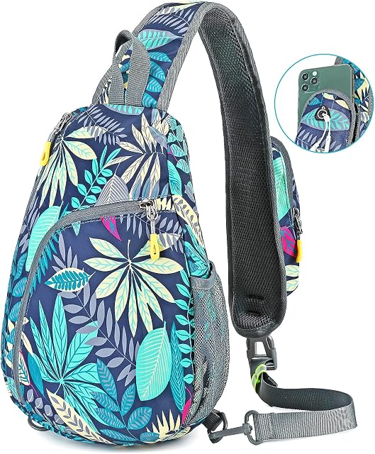 Luckits Sling Bag for Men Women, Crossbody Backpack Shoulder Bag Waterproof Daypack Casual Rucksack One Strap Side Bag Chest Bag with Headphone Hole for Outdoor Walking Travel Cycling Running Hiking