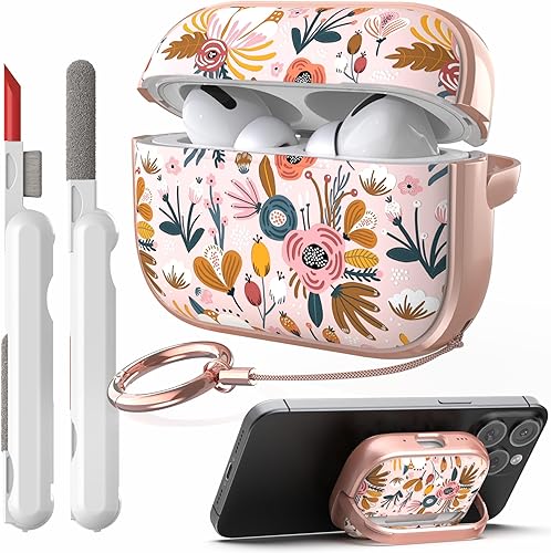Miniatura 1 de TATOFY Funda con cerradura para Airpods Pro, funda rígida para iPod Pro de flores para mujeres y niñas con kit de limpieza de soporte para teléfono