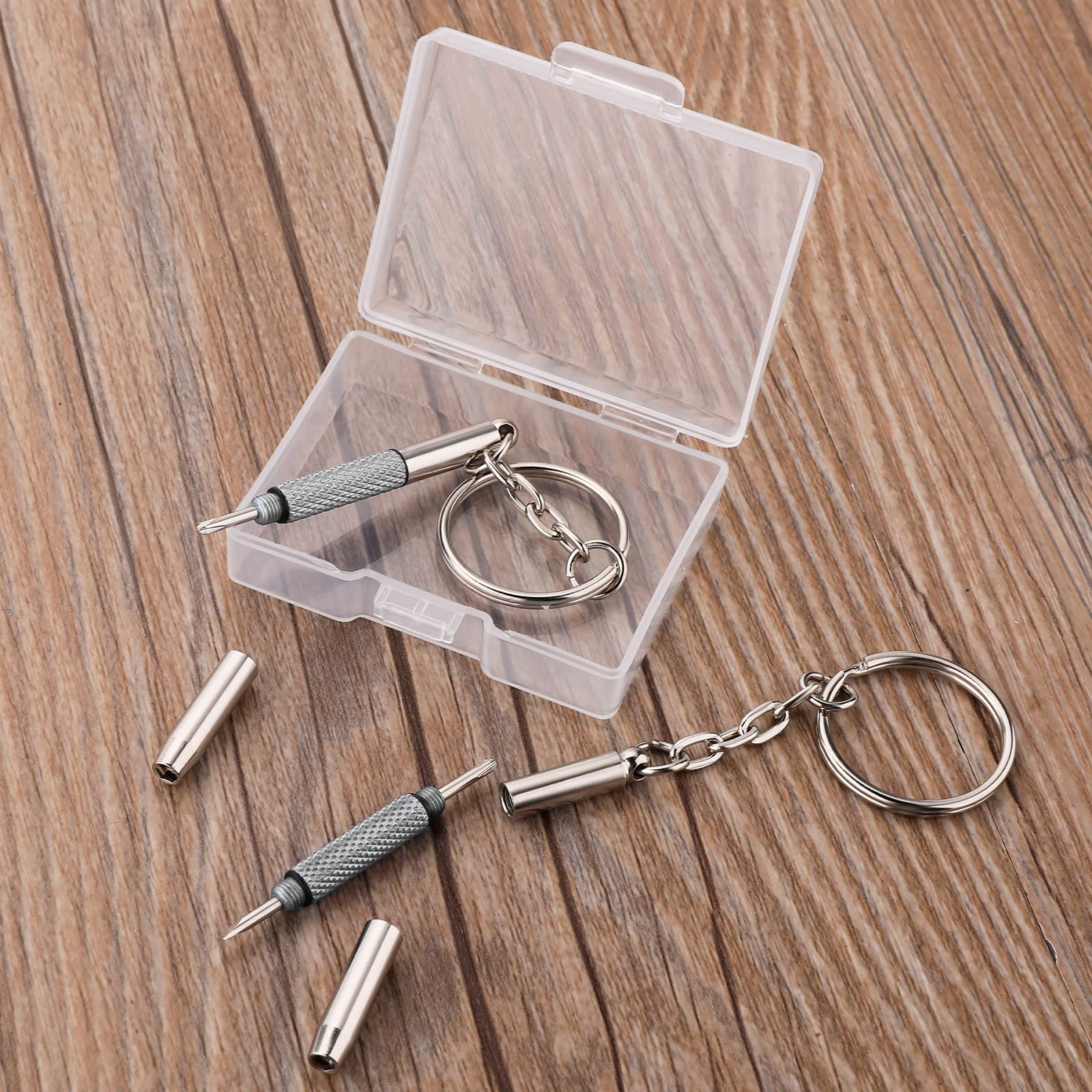 2 Stück Mini Brillen Schraubendreher, 3 in 1 Brillen-Reparatur-Set Edelstahl Screwdriver Schlüsselbund Precision Kleines Schraubenzieher für Sonnenbrillen, Schmuck und Uhren Reparatur Baumarkt