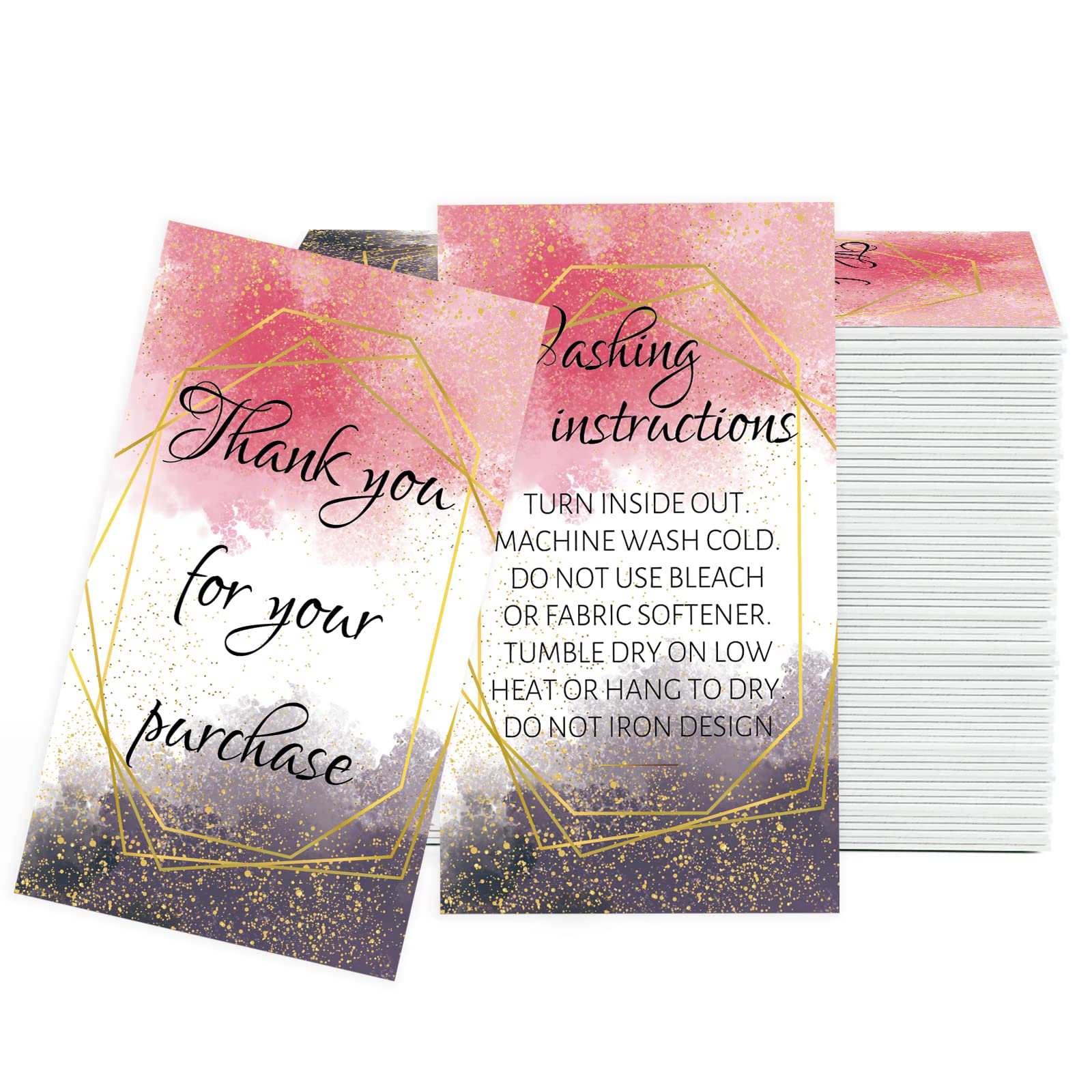 PLIGREAT 60 Pcs Clothing Washing Instructions Cards for Shirts Washing Care, Thank You Card, Clothing Cleaning Instruction Cards Package Insert Card