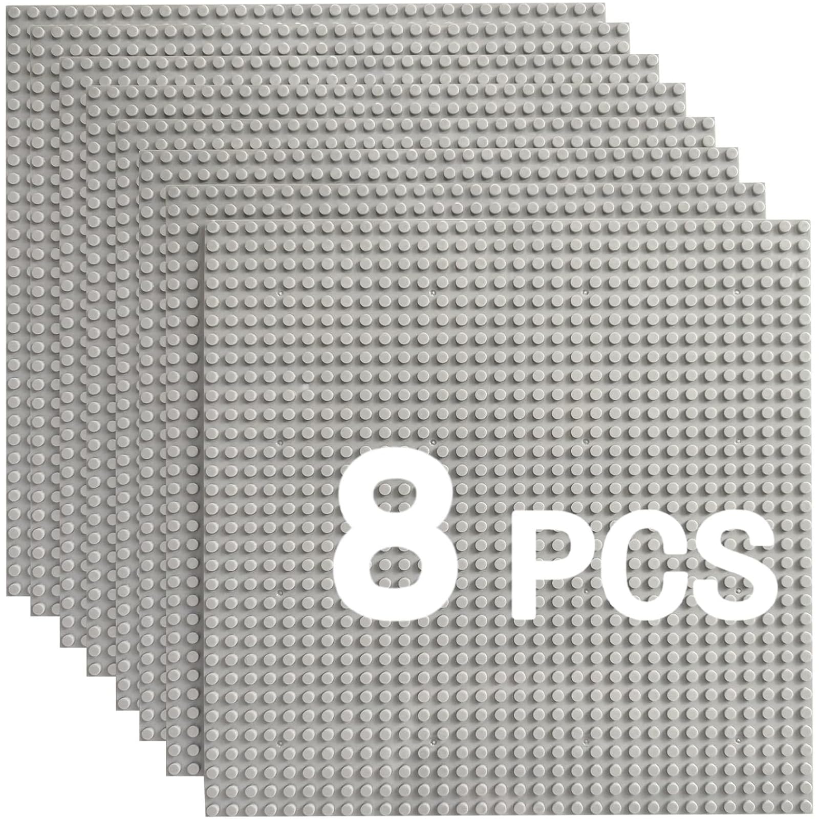 HUIZDQ Gray Building Block Base Plates 32x32 Stud 10x10in Set of 8 ABS
