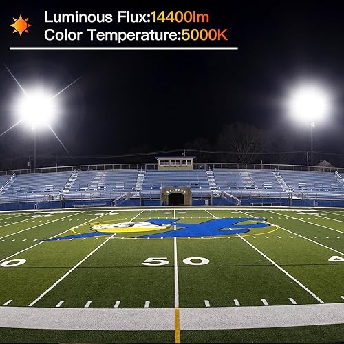 Miniatura 4 de Paquete de 2 focos LED de 120 W para exteriores, reflectores de 14400 lm con enchufe, luces de seguridad impermeables IP66, luces de trabajo LED