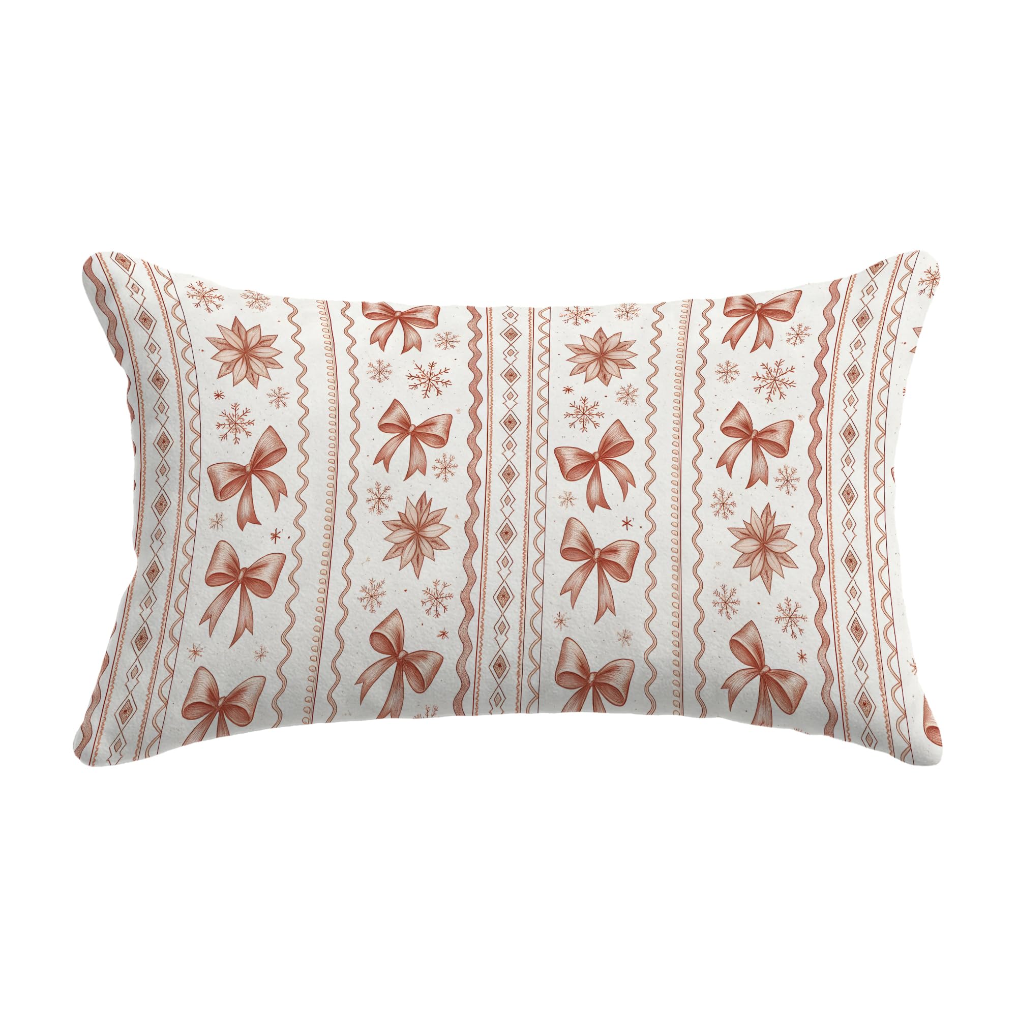 FGFK Coquette Red Bow Christmas Pillow Covers 12x20 Preppy Coquette Christmas Decor Festive Xmas Winter Snowflake Decorative Throw