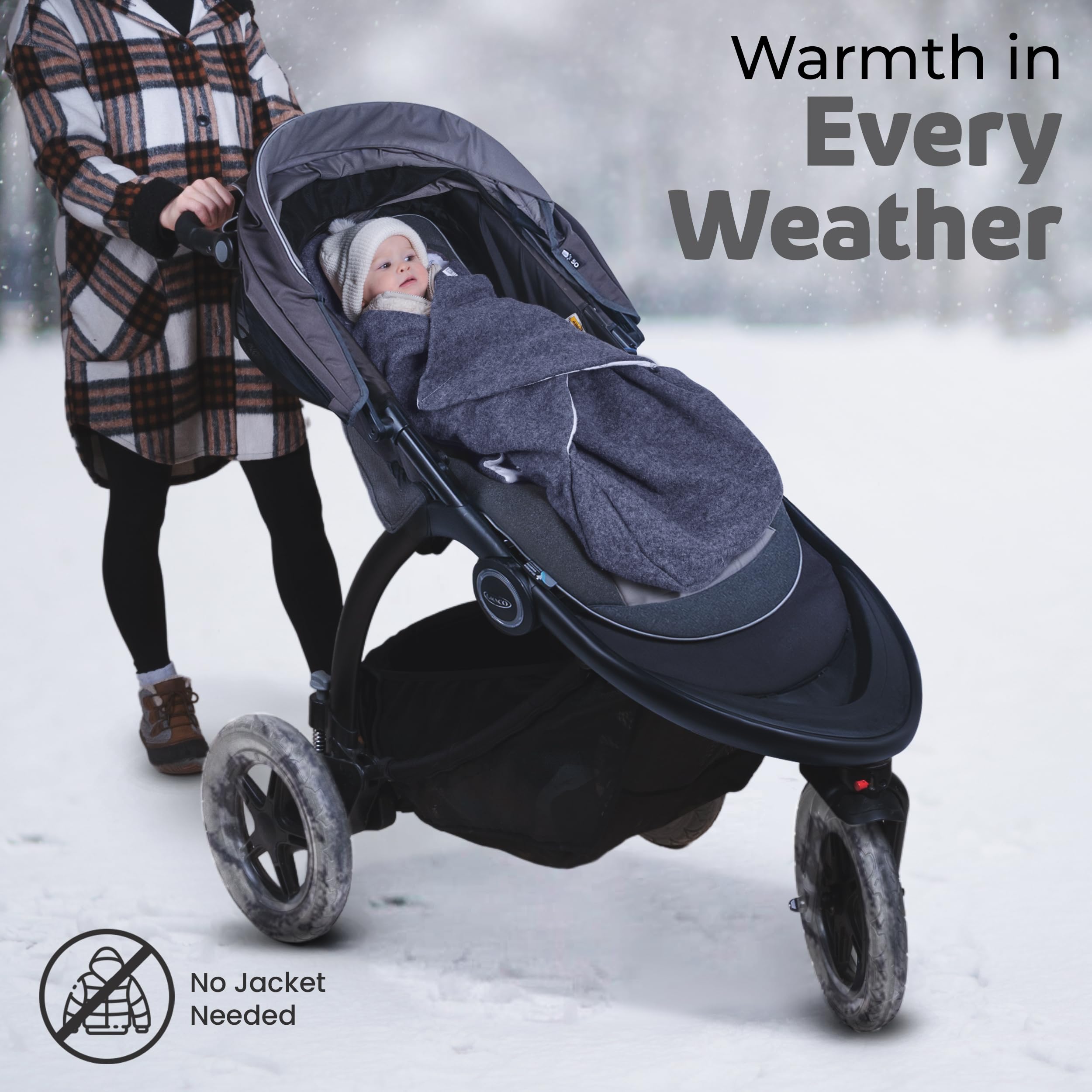 WOLLWALK Einschlagdecke Babyschale Maxi-Cosi Decke 100% Wolle Dunkelgrau