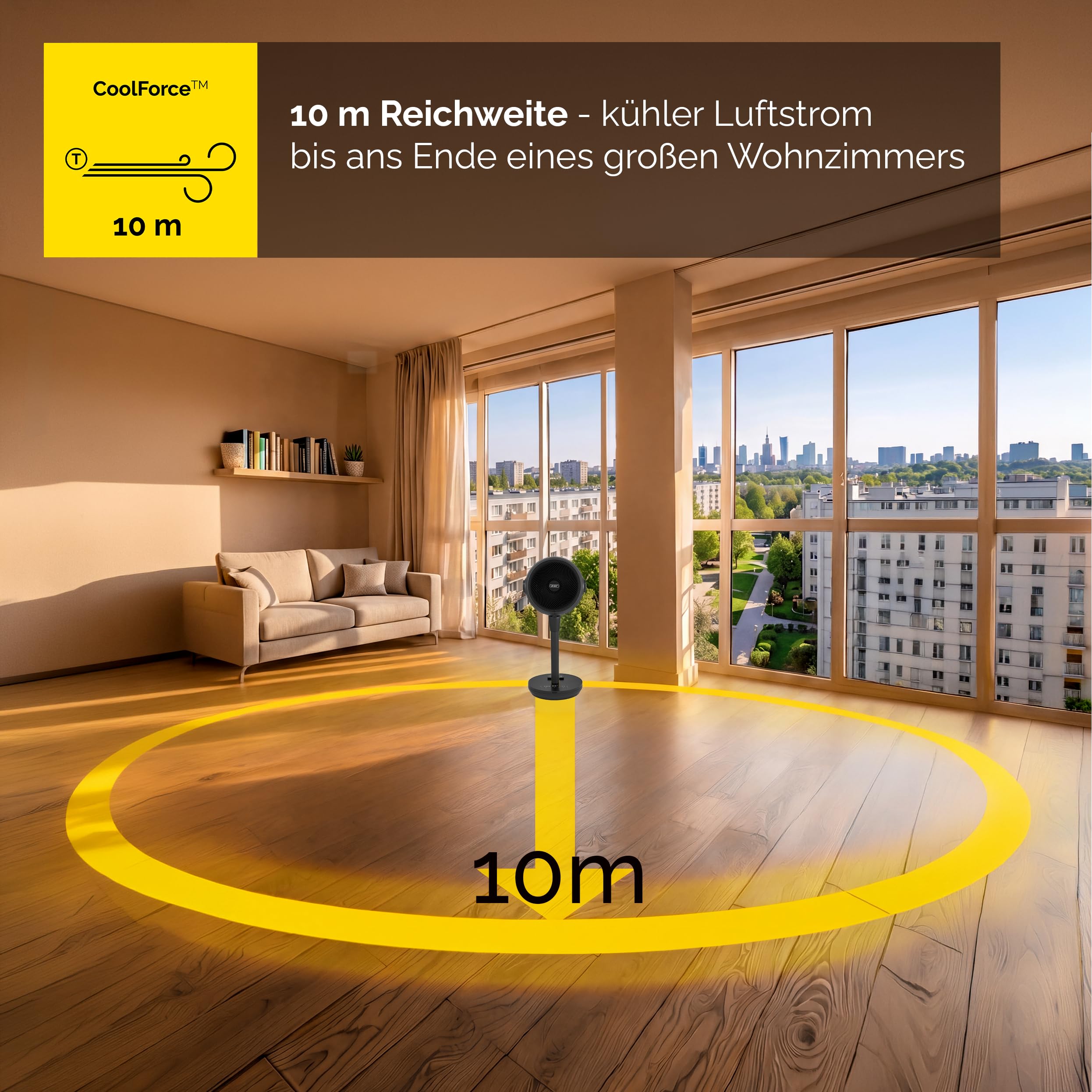 YOER Ventilator 2in1 Kühlen & Heizen, 10 m Wurfweite, Heizlüfter Standventilator leise mit Fernbedienung, 5 Kühlmodi, 12h Timer, 3D Oszillation, CosmoBlaze FH05G, grau