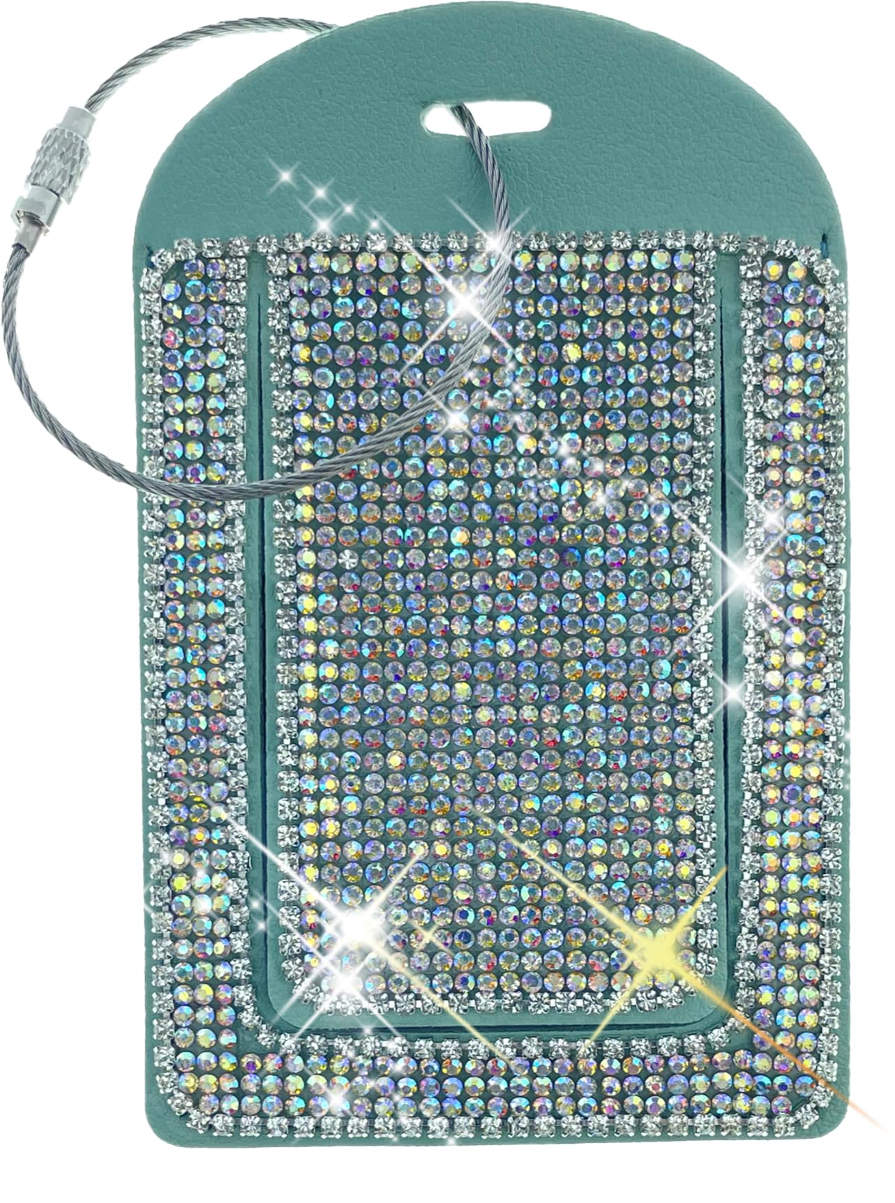 Glittering Blue Diamond Luggage Tag - Sparkling Rhinestone, Bling Baggage Identifier for Suitcases & Handbags & Backpack - Stylish Travel Accessory, 1