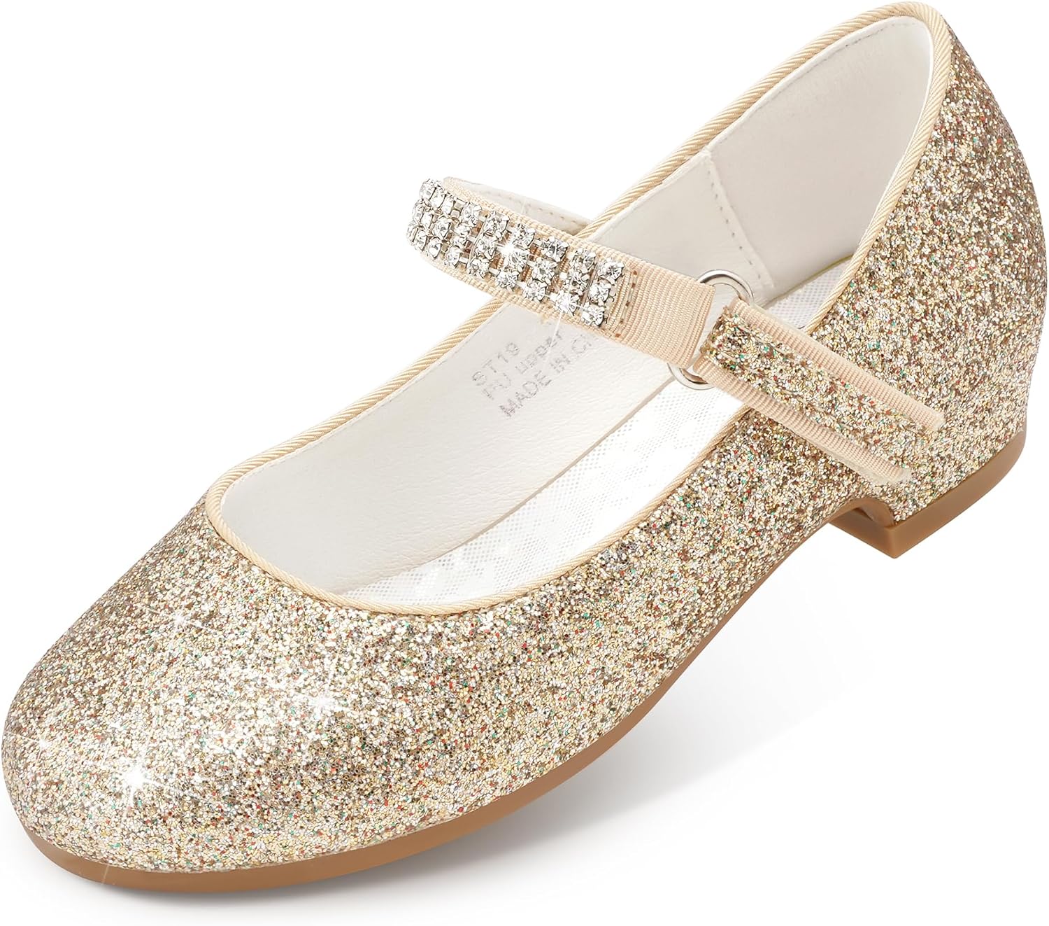 Stelle Girls Mary Jane Dress Shoes Low Heel Glitter Patent Bow Kids Party Wedding Flower Girl School Shoes(Toddler/Little/Big Kid)