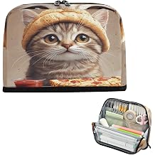 Cat Wearing A Toast Hat Pencil Case Upright Pen Organizer Pencil Bag Office Organizer Box with Zipper