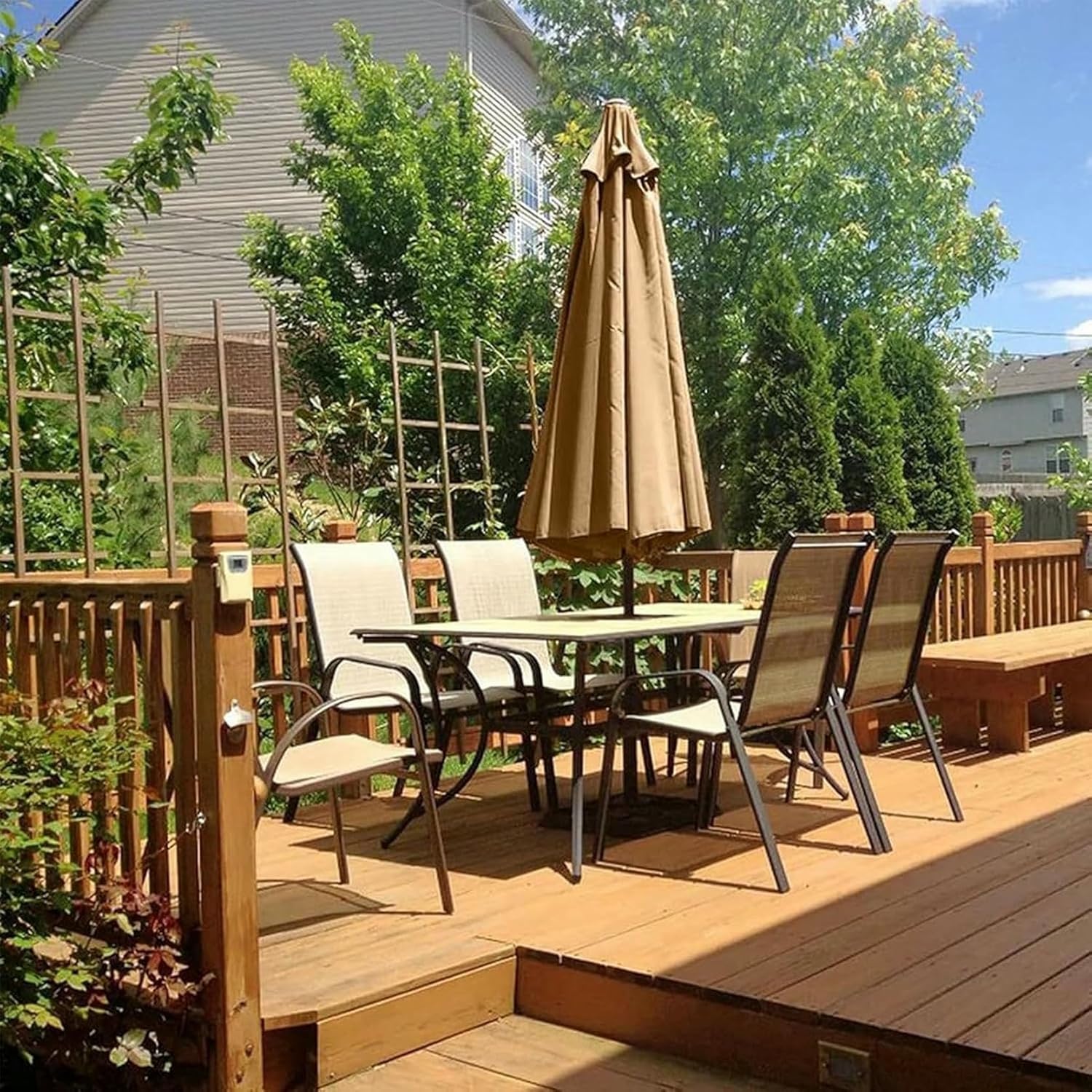 Replacement Parasol Cover, 6 Arms/8 Arms Replacement Parasol Fabric Cover, 300/270/200CM Replacement Parasol Canopy, Waterproof UV50+, For Standard & Cantilever Parasols(Khaki,6 ribs-2m(6.5ft))