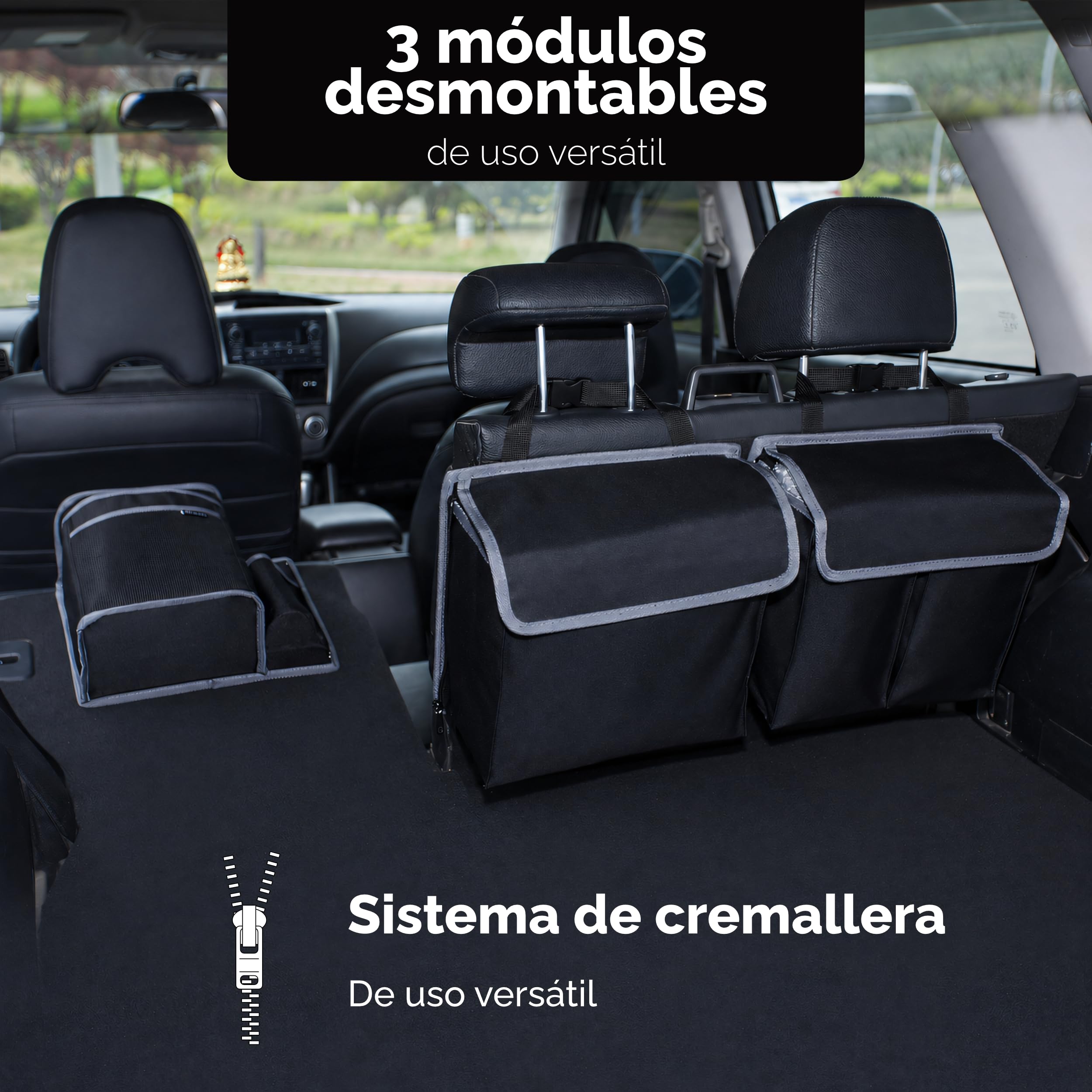 Vicera Organizador Maletero Coche • Bolsa Maletero Coche con Módulos Divisibles y Bolsa Nevera Integrada