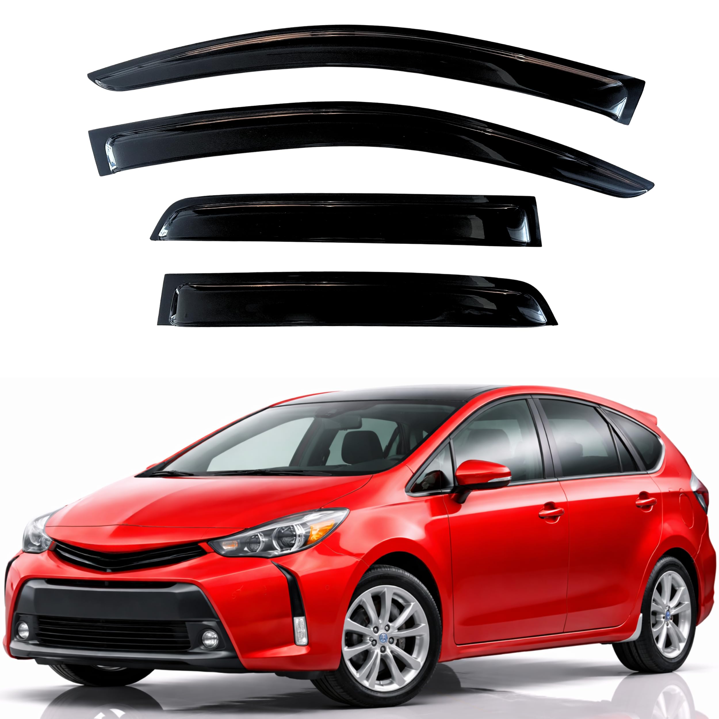 KPY Rain Guards Fit for 2012-2017 Toyota Prius V, Out-Channel Window Visors Vent Wind Deflectors 4PC, Car Accessories for 12-17 Prius V (Prius V Model Only)