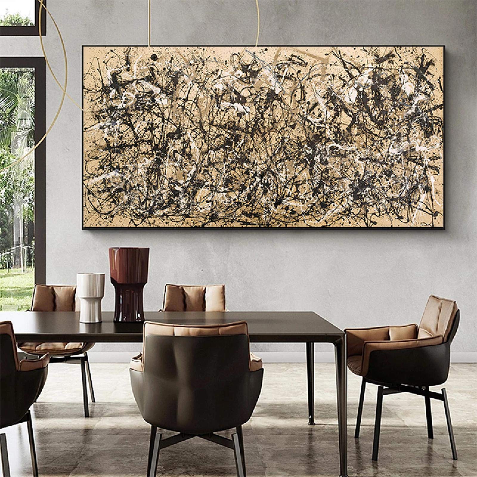 Cuadro en lienzo de arte abstracto Jackson Pollock Posters e impresiones famosos Cuadros artísticos de pared para la decoración de la pared de la sala de estar 75x150cm (30x60in) Marco interno