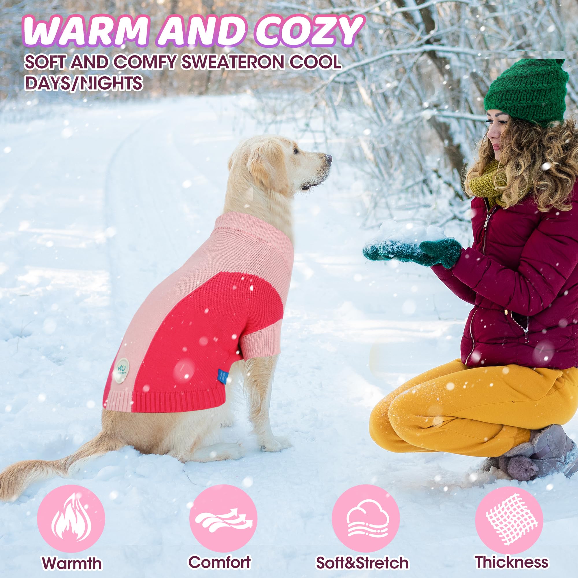 On The Roll,Round Neck Pullover Dog Sweater, Pet Sweaters for Dogs,Knitwear Dog Clothes,Pet Clothing,Suitable for Various Seasons and Types of Dogs,(Pink Group, Size S)