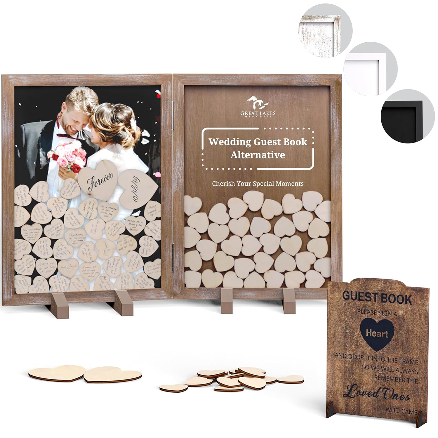 GLM Wedding Guest Book Alternative Drop Top Frame with Display Stand