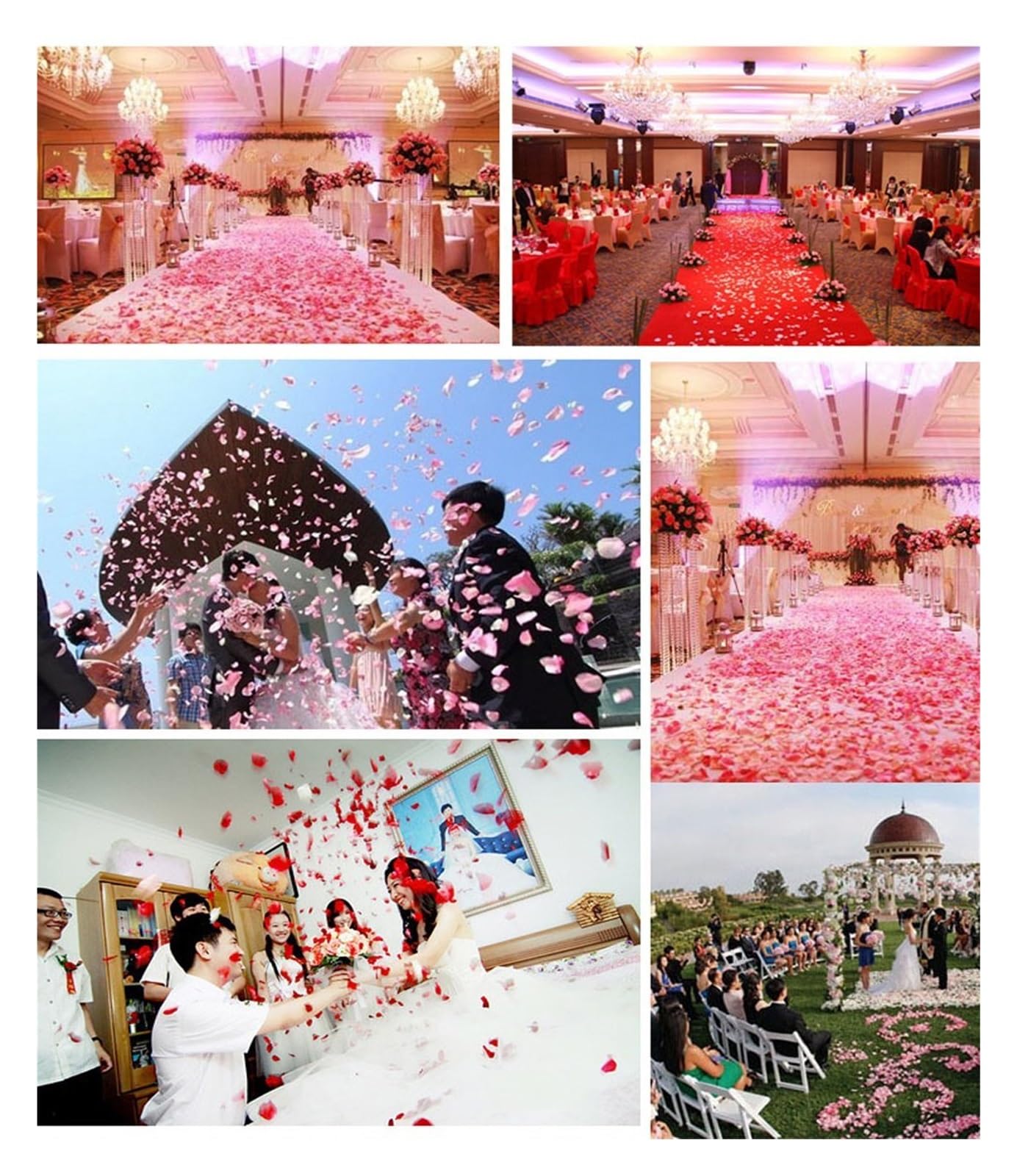 Künstliche Rosenblätter, 1000 Stück, Seidenrosenblätter, Hochzeits-Tischkonfetti | Künstliche Blumen für Brautparty, Vase, Dekoration und romantische Feiern (weiß)