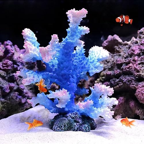 Miniatura 7 de Tirifer Decoración de coral azul, estatua de coral artificial, adorno de resina para decoración de mesa para el hogar, sala de estar, decoración de